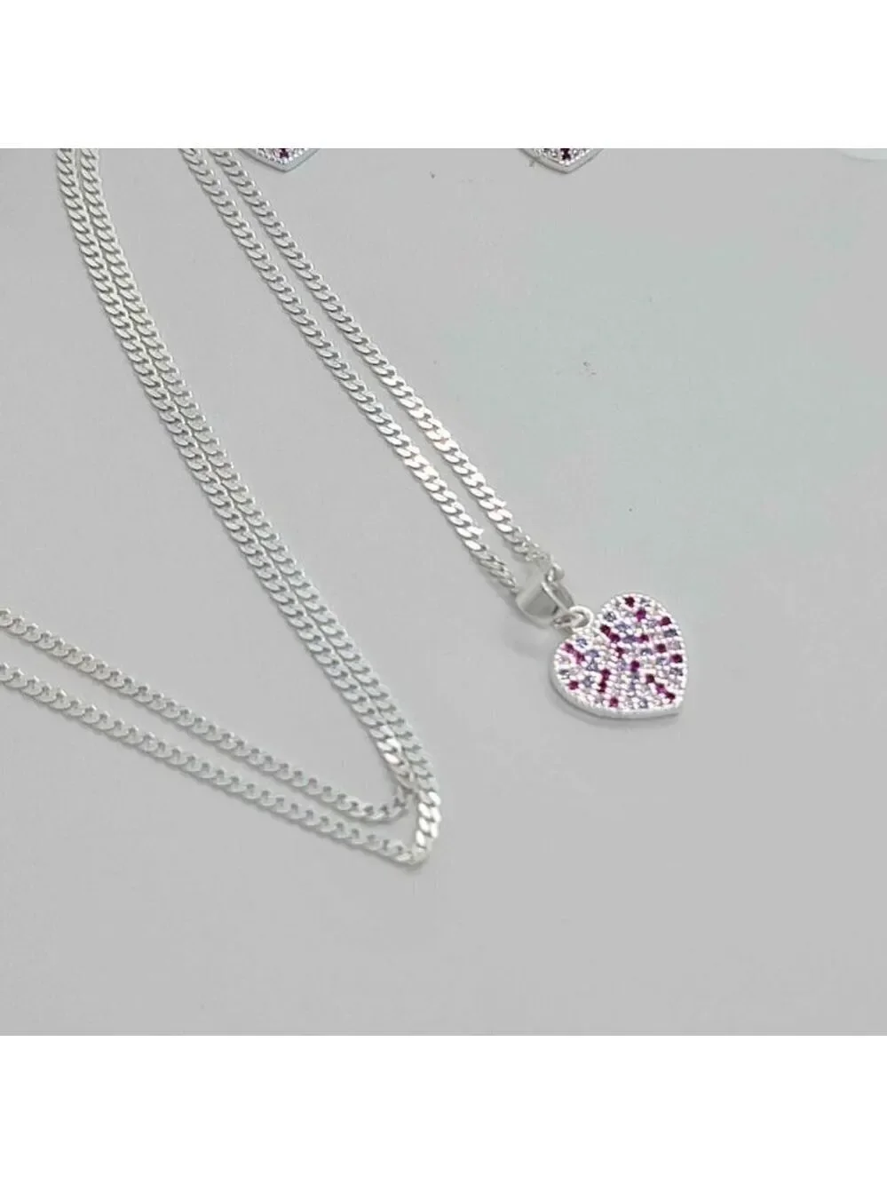 LAST ONE Pink HEART Earrings and Necklace set